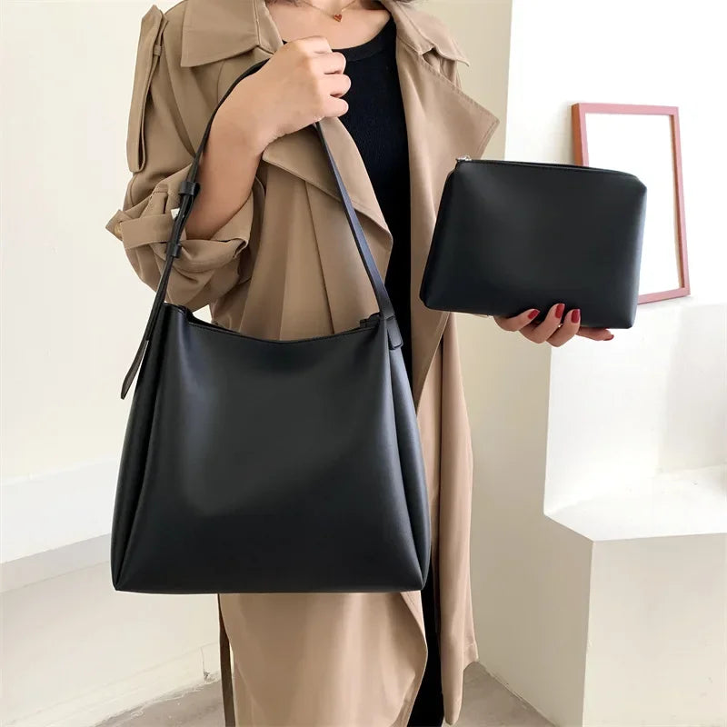 Bolsa em Couro Legítimo + Necessaire - Glass