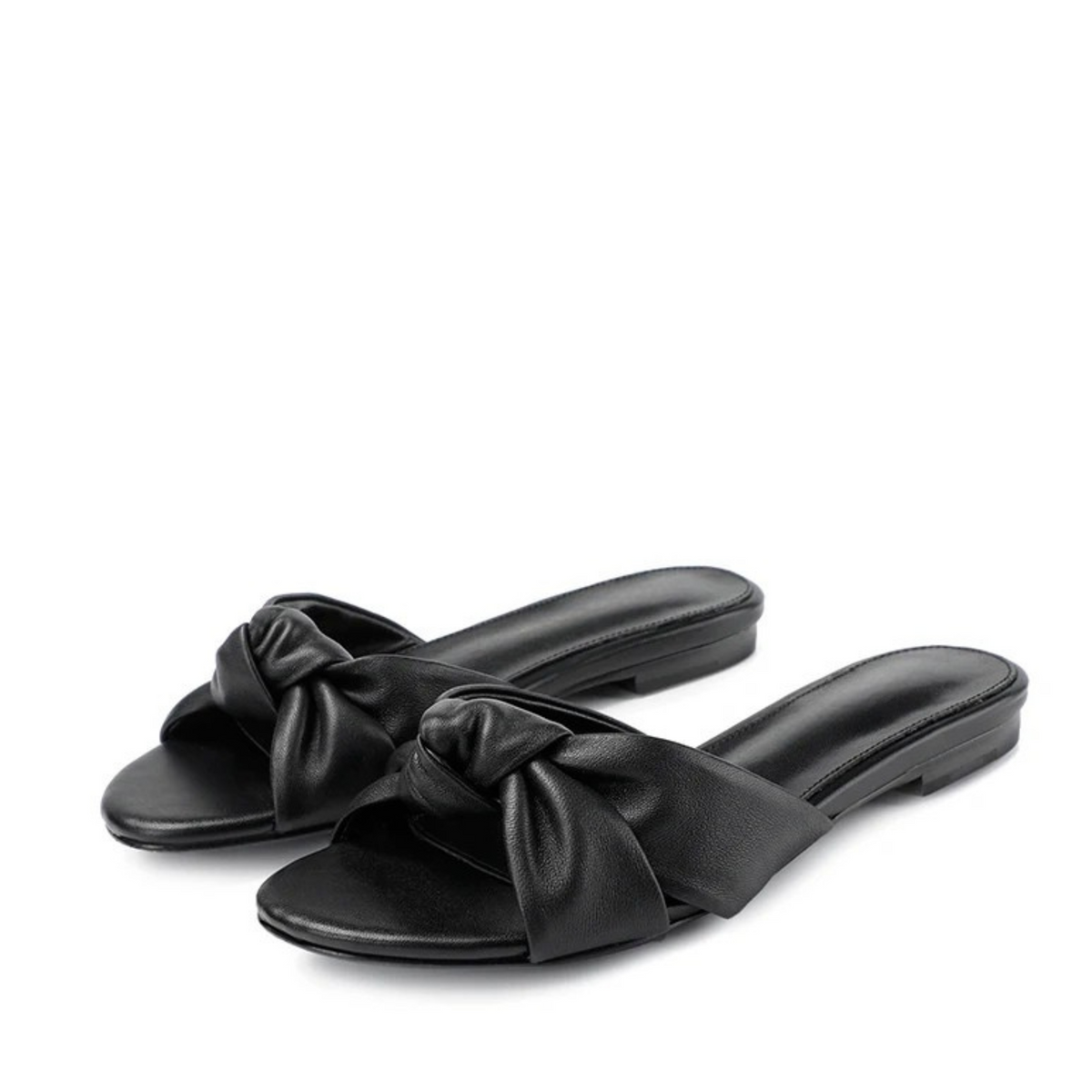 Sandália Couro Legítimo Rasteira Nó