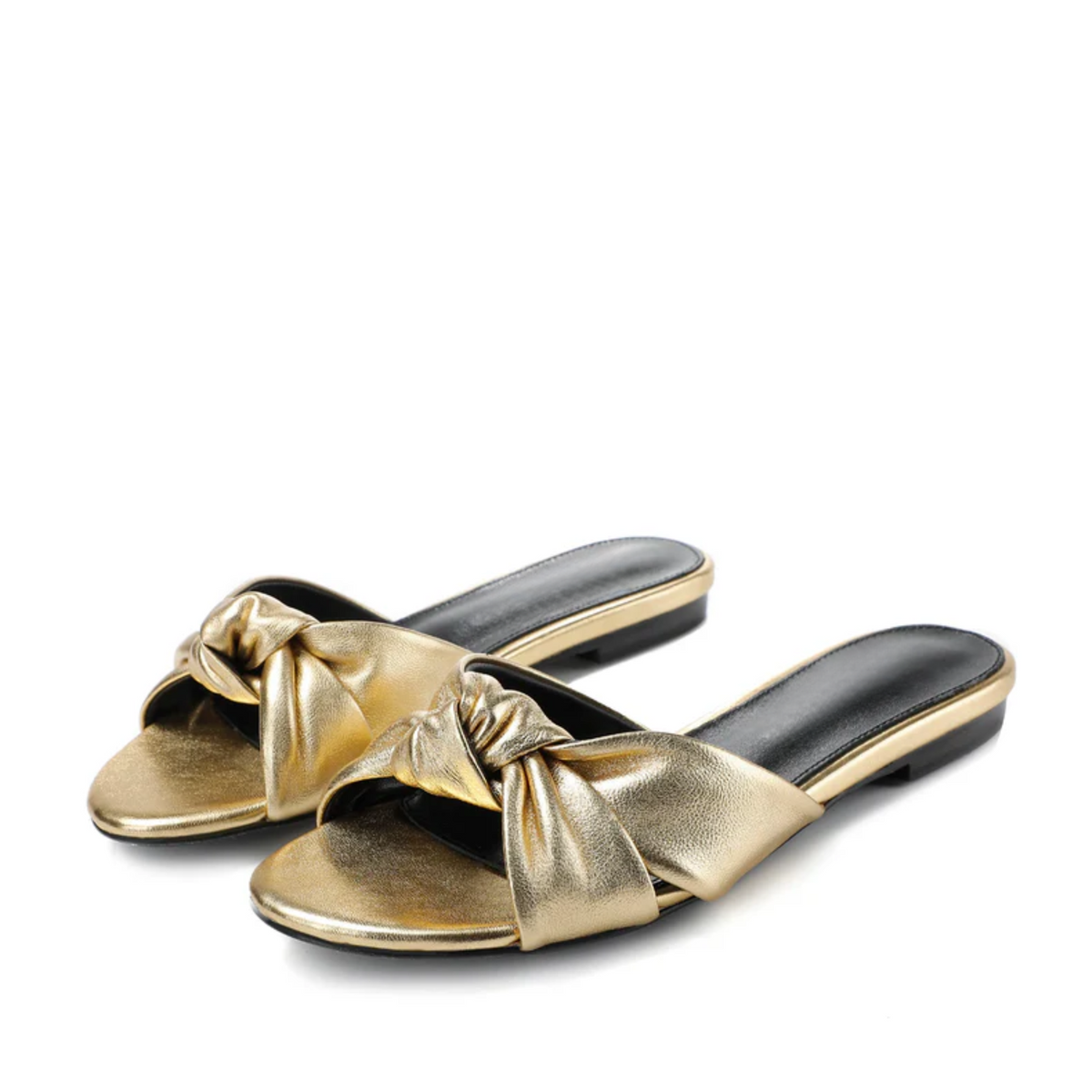 Sandália Couro Legítimo Rasteira Nó