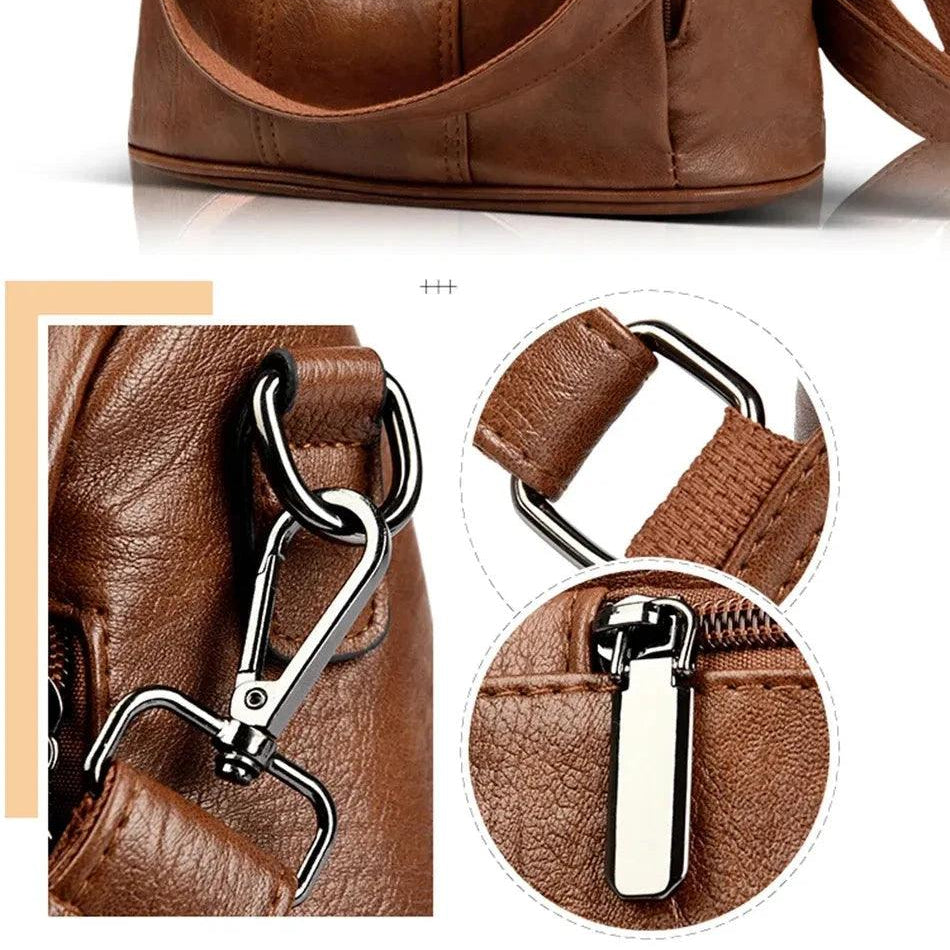 Mochila Feminina em Couro Legítimo com Alça - Elowen