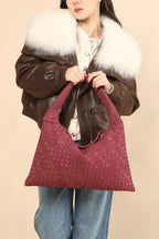 Bolsa Grande Trançada Camurça Tory