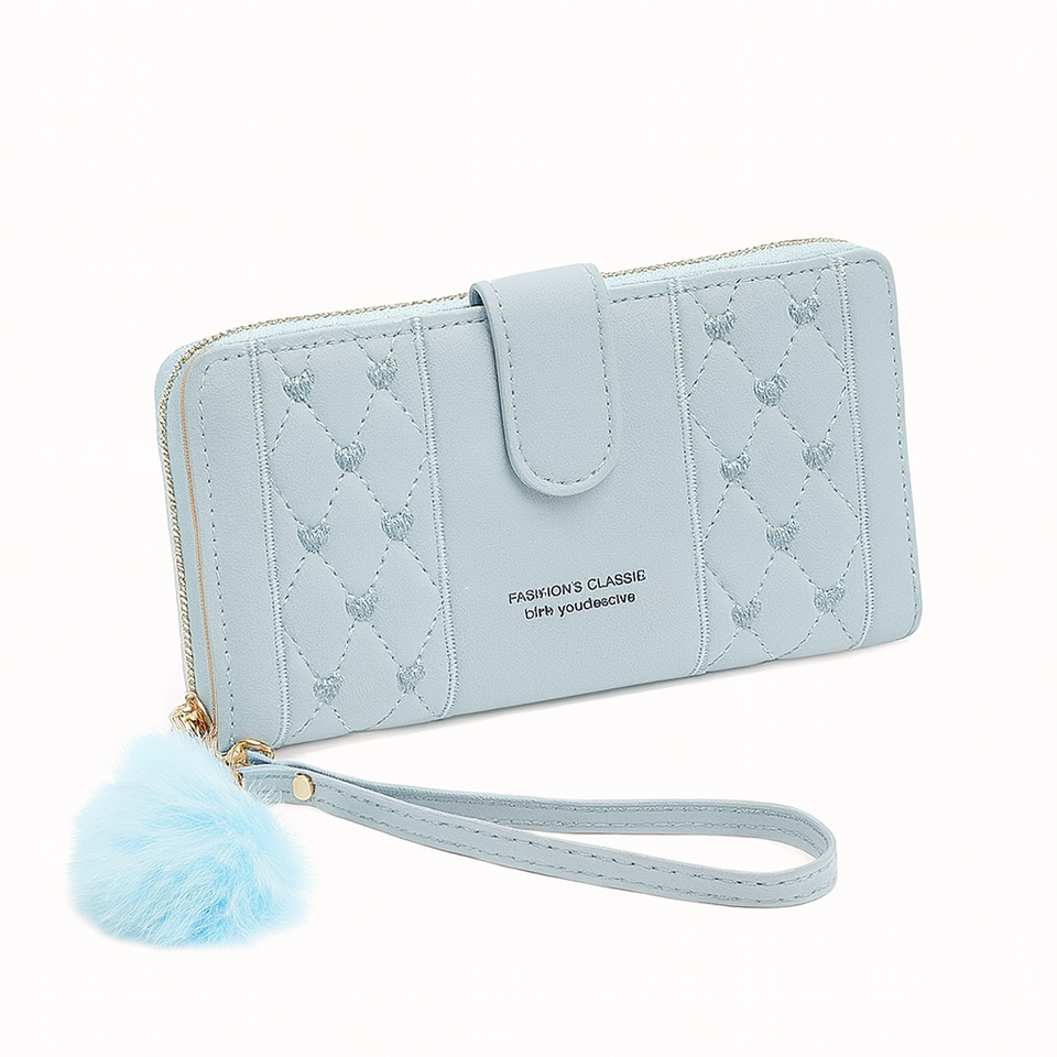 Carteira Feminina em Couro Bordado Puffer Lilie