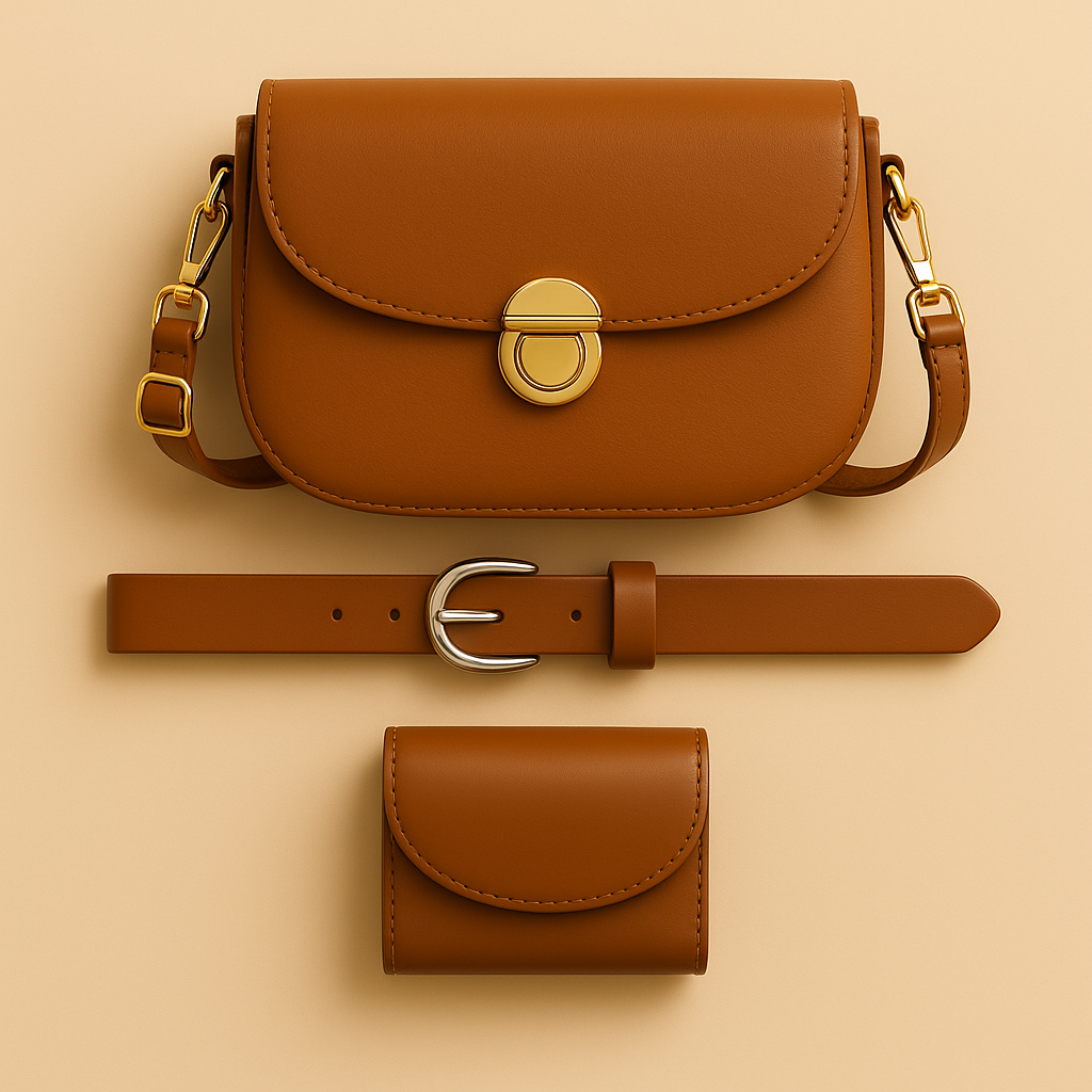 Kit Luxo - Mini bag + Cinto e Carteira Feitos em Couro Legítimo