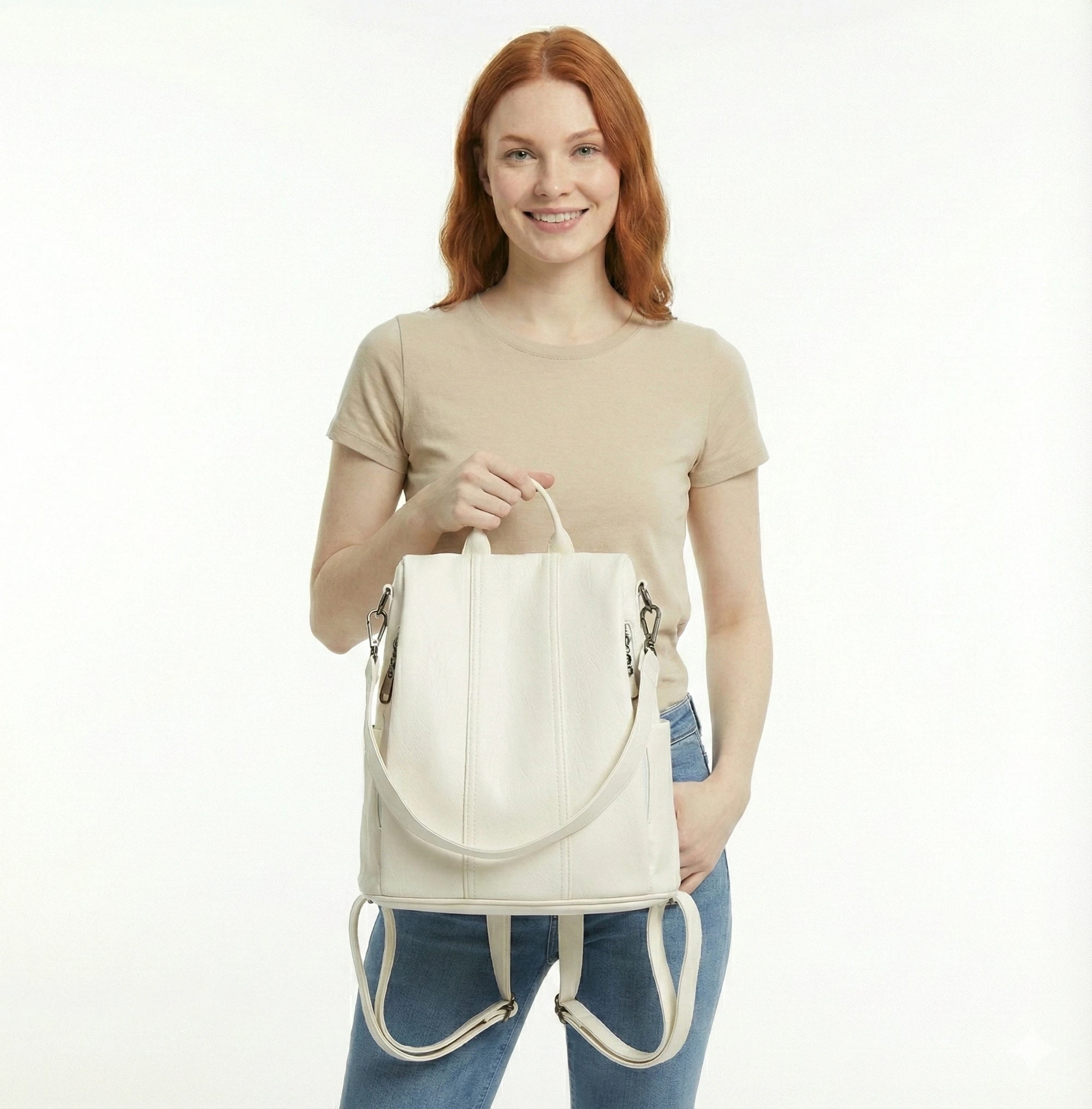 Mochila Feminina em Couro Legítimo com Alça - Elowen