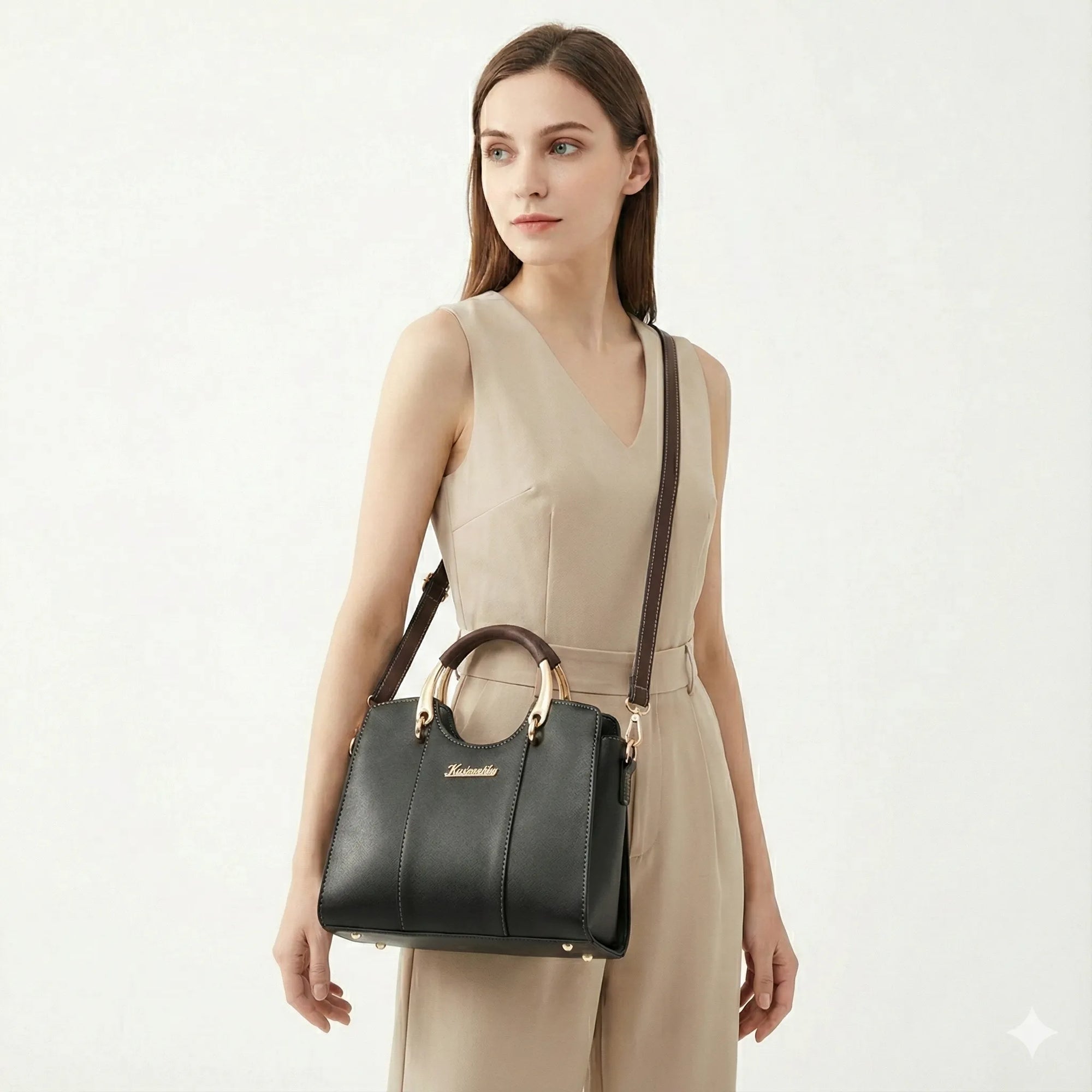 Bolsa Feminina em Couro Legítimo Transversal Luxuosa - Atena