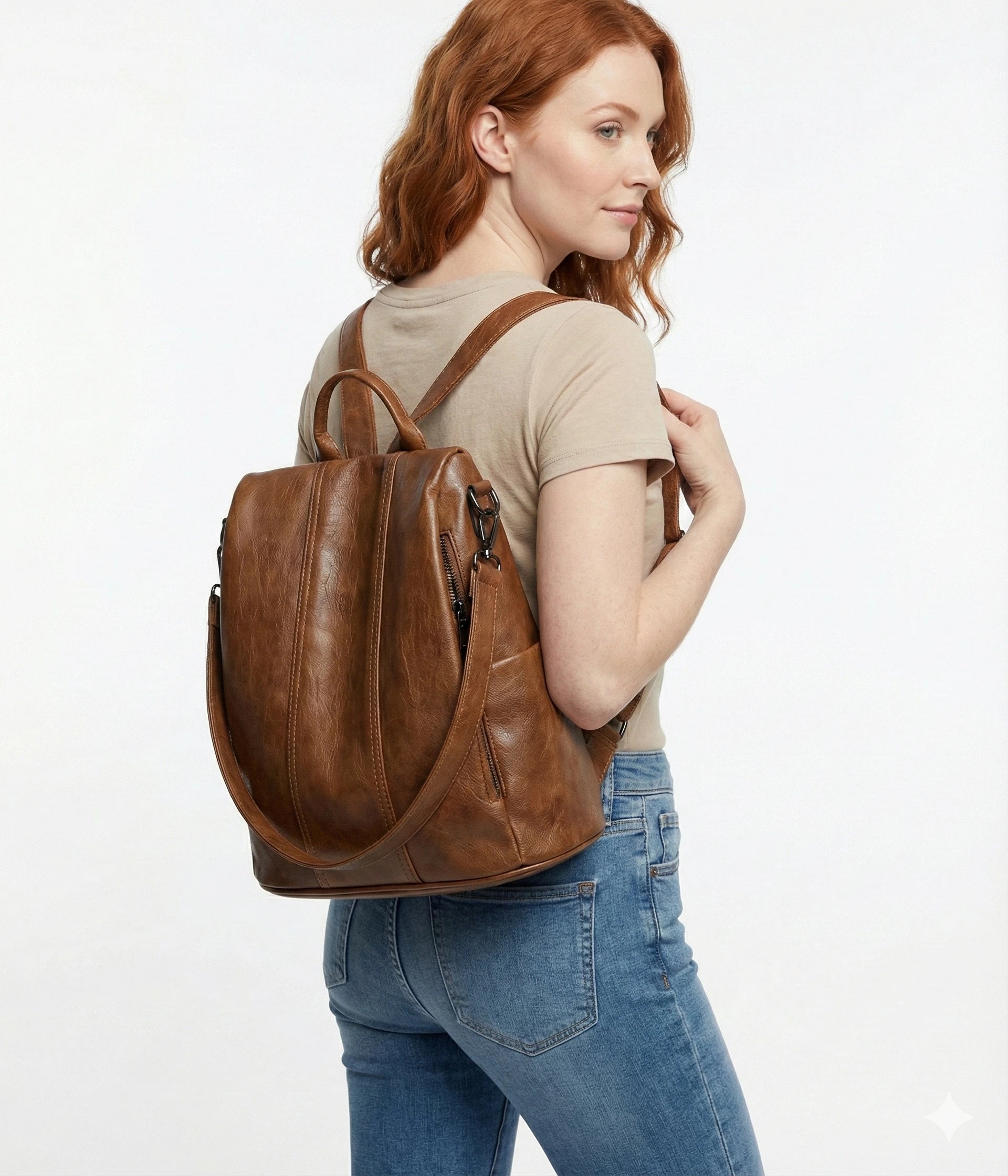 Mochila Feminina em Couro Legítimo com Alça - Elowen