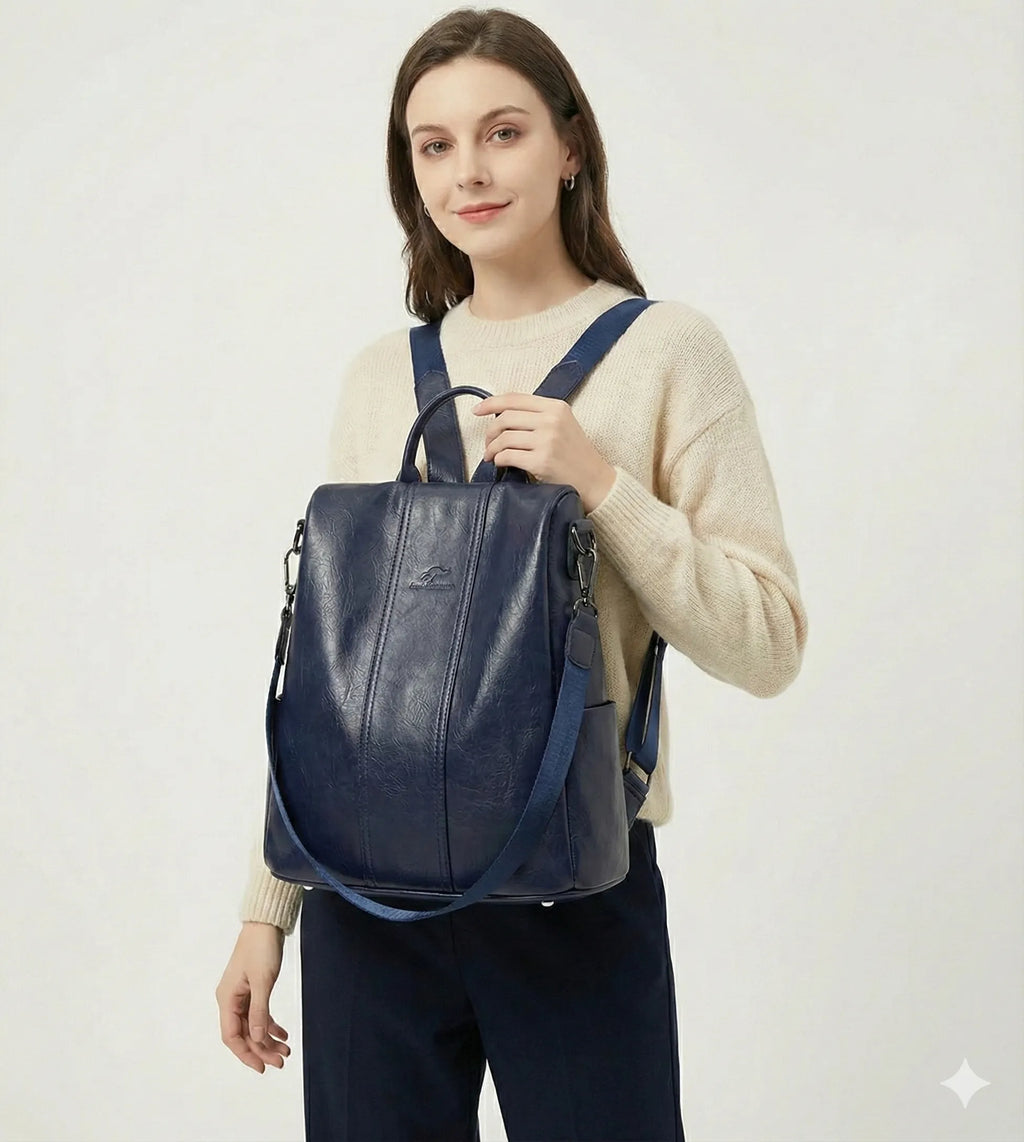 Mochila Feminina Anti Furto em Couro Legítimo - Ju