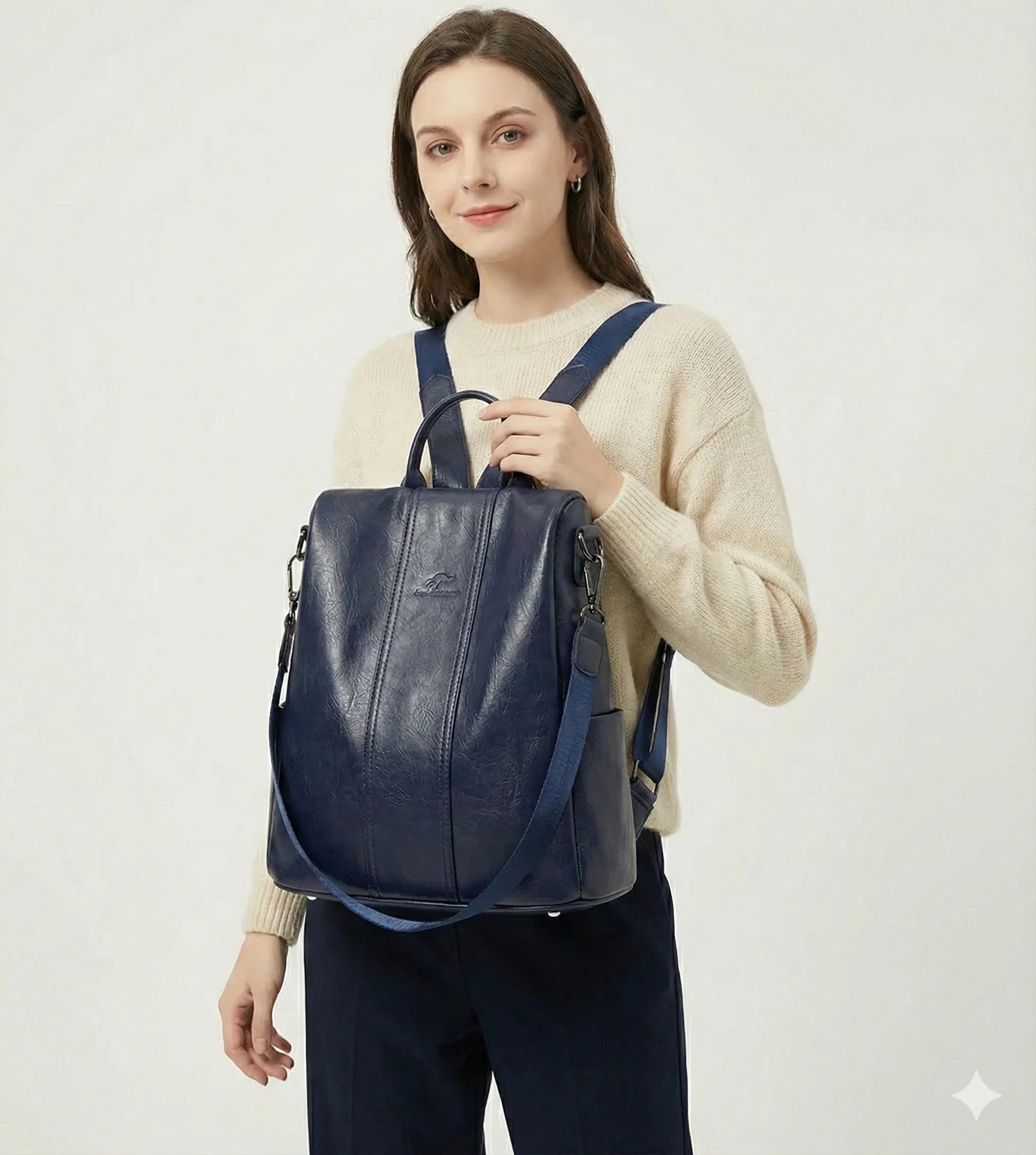 Mochila Feminina Anti Furto em Couro Legítimo - Ju