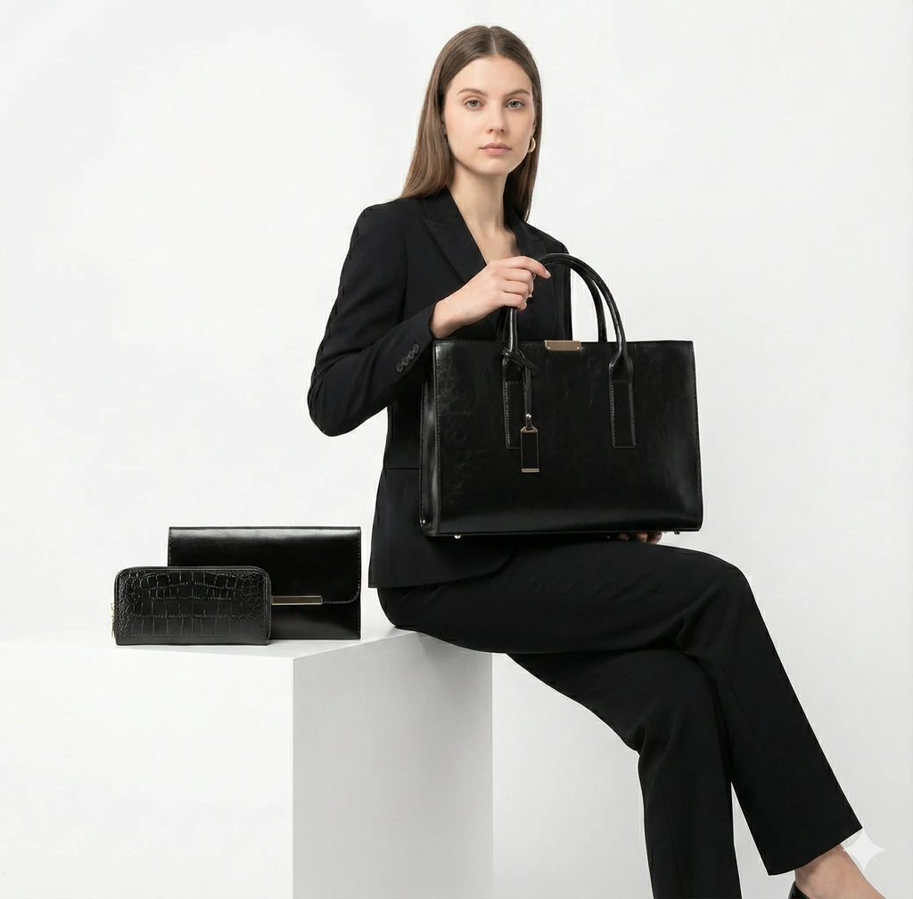 Kit em Couro Legítimo Bolsa + 2 Carteira - Zayna