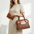 Kit Bolsa e Carteira em Couro Legítimo - Croc