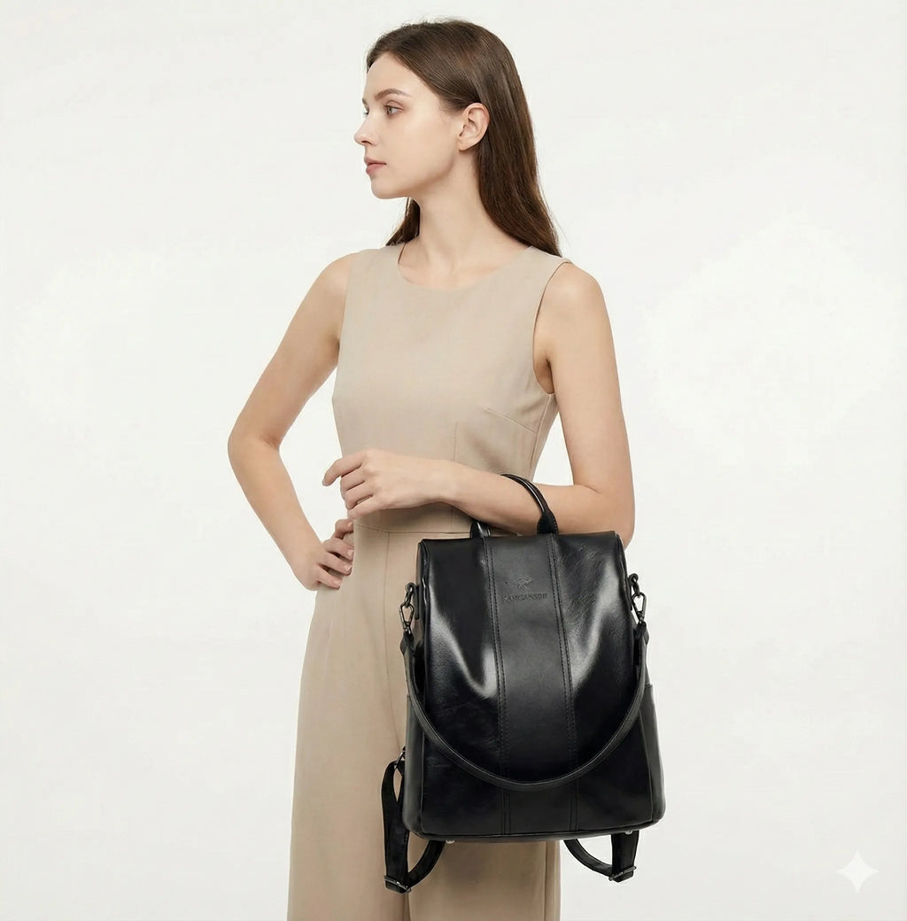 Mochila Feminina Anti Furto em Couro Legítimo - Ju