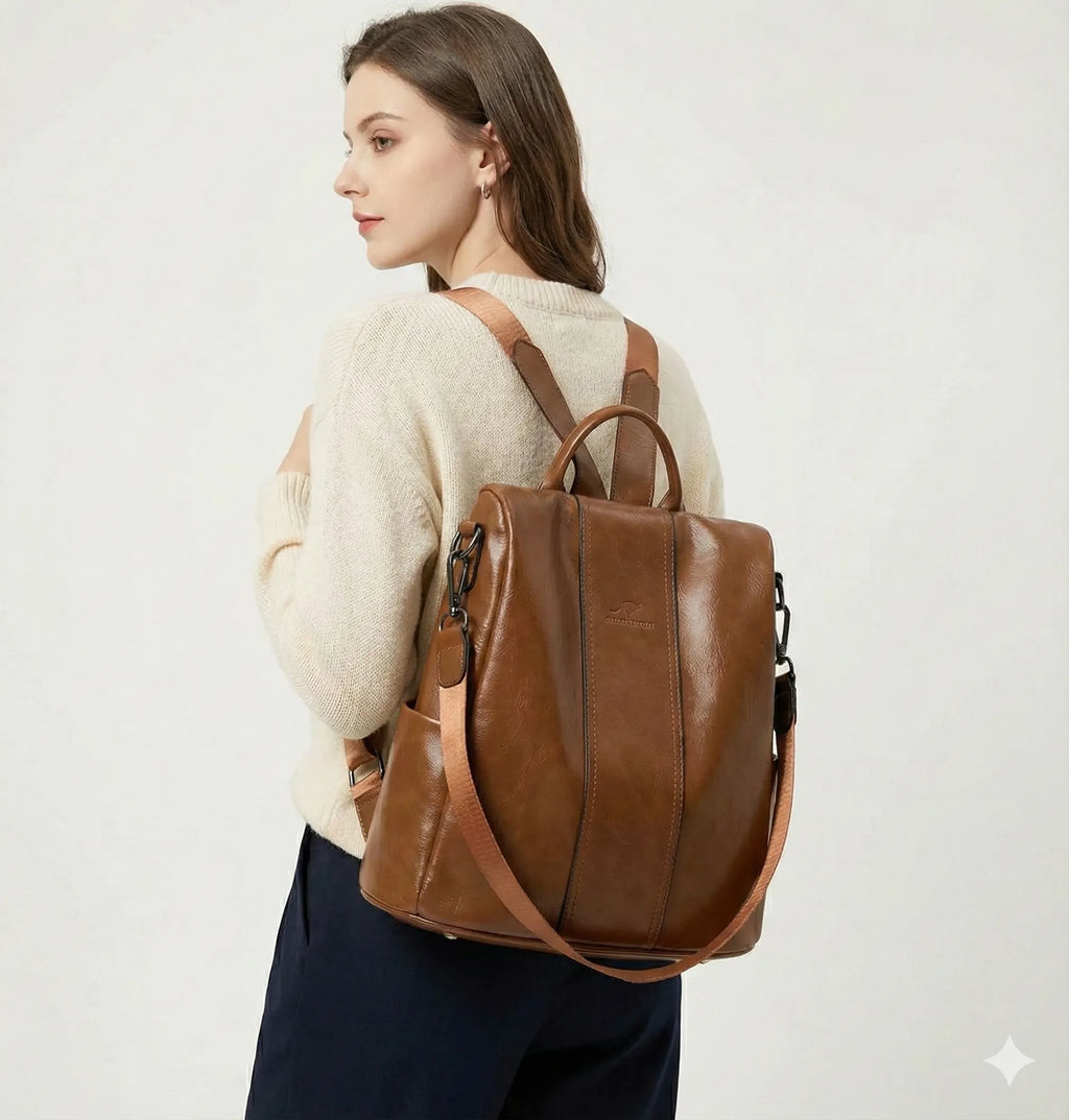 Mochila Feminina Anti Furto em Couro Legítimo - Ju
