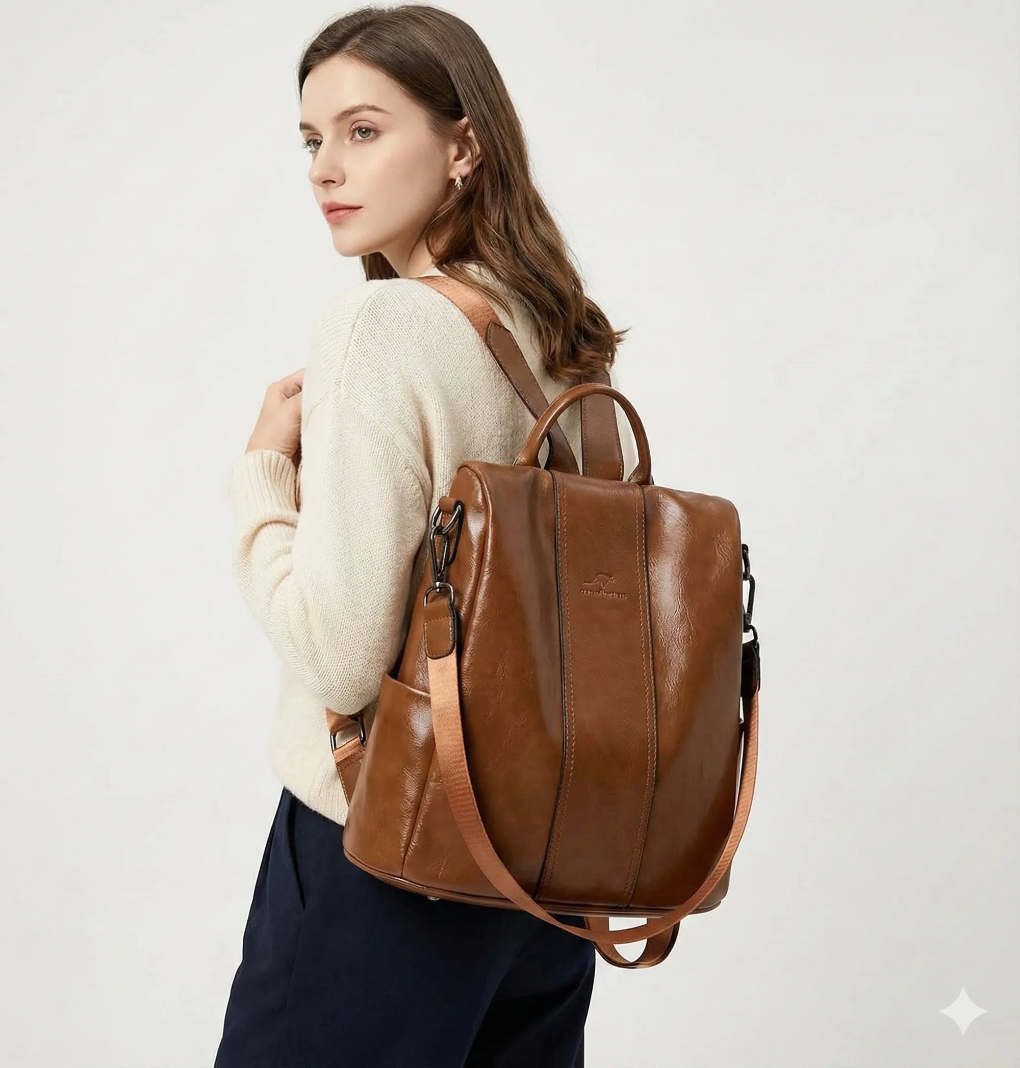 Mochila Feminina Anti Furto em Couro Legítimo - Ju