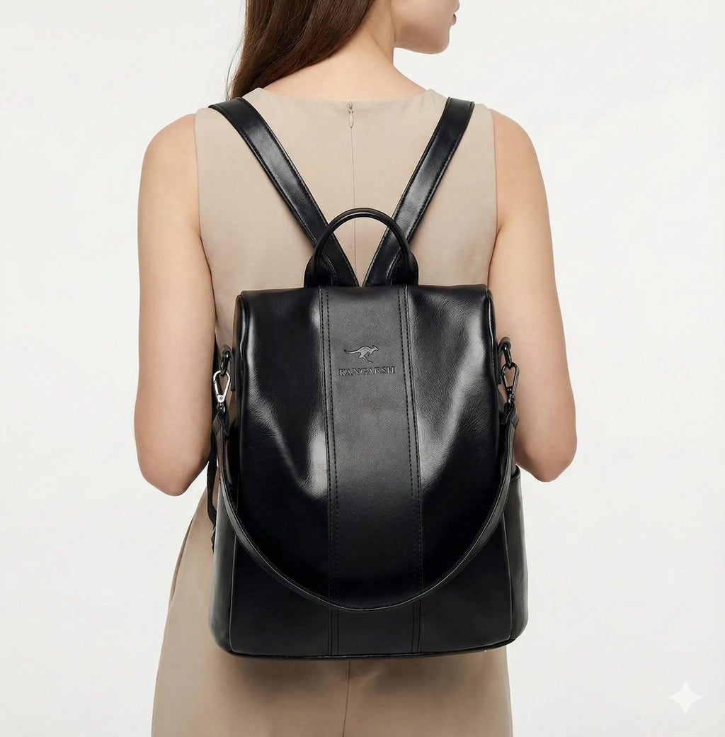 Mochila Feminina Anti Furto em Couro Legítimo - Ju