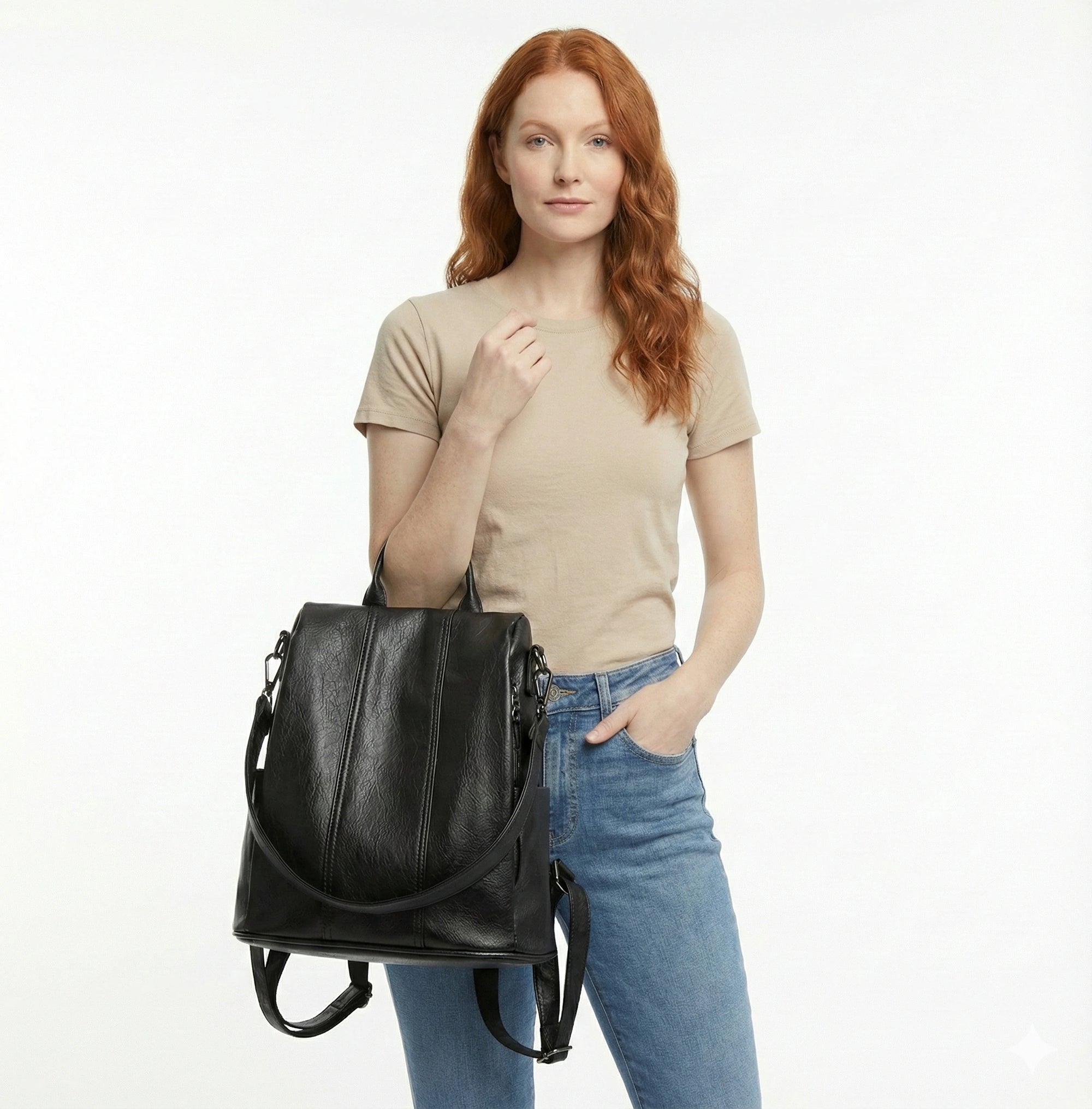 Mochila Feminina em Couro Legítimo com Alça - Elowen