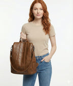 Mochila Feminina em Couro Legítimo com Alça - Elowen