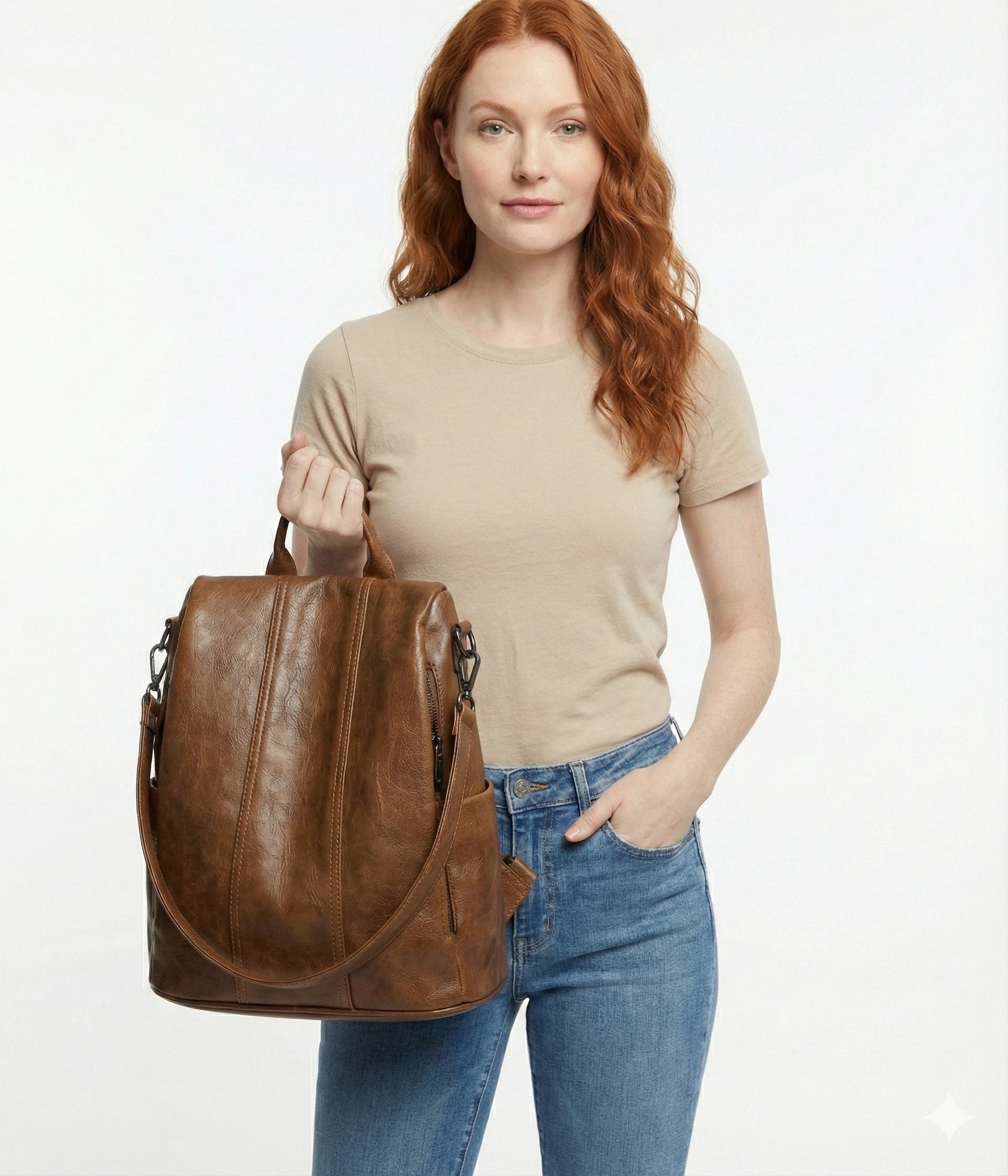 Mochila Feminina em Couro Legítimo com Alça - Elowen