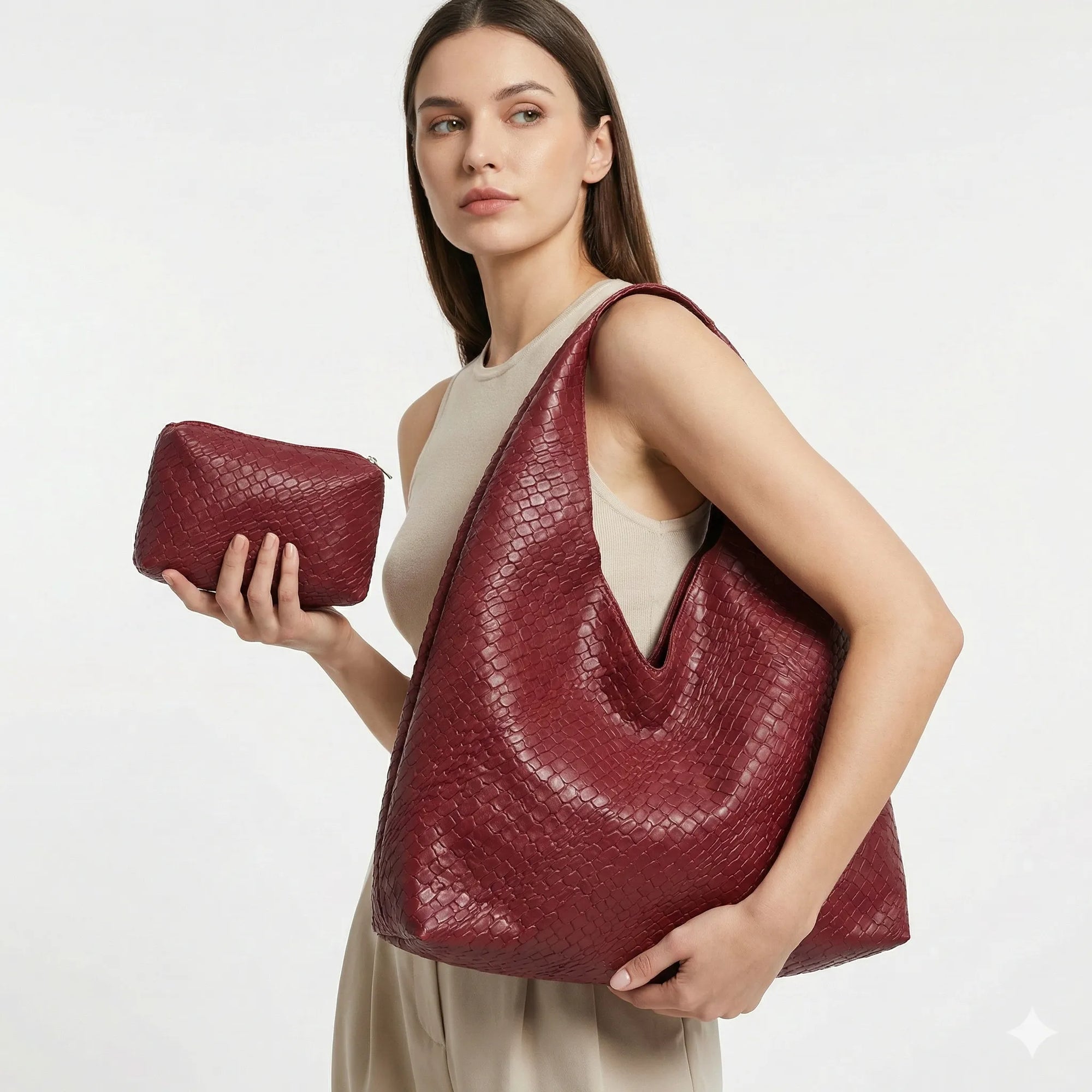 Bolsa  e Carteira em Couro Legítimo - Noelle
