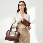 Kit Bolsa e Carteira em Couro Legítimo - Croc