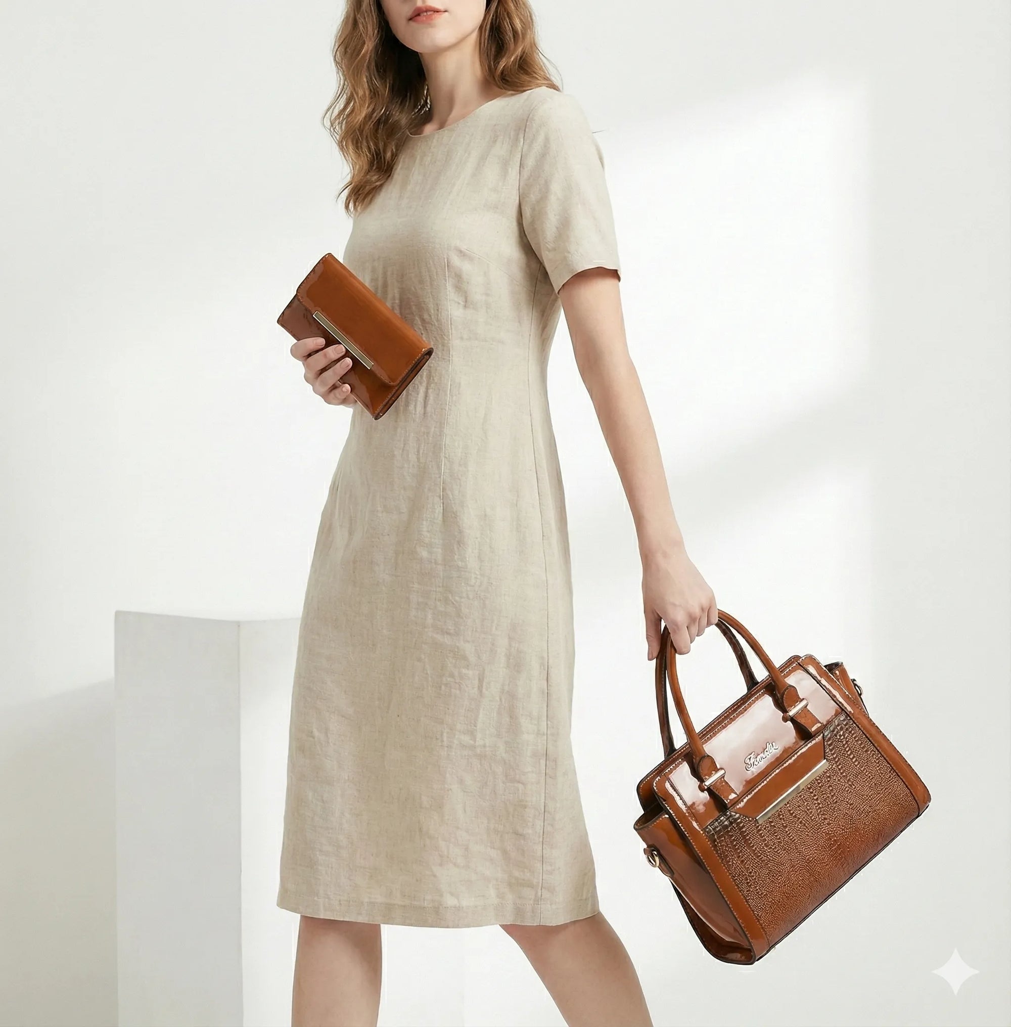 Kit Bolsa e Carteira em Couro Legítimo - Croc