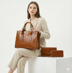 Conjunto em Couro Legítimo Bolsa + 2 Carteira - Zayna