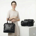 Kit Premium em Couro Genuino - Bolsa + Carteira + Carteira de Mão + Necessaire de Brinde