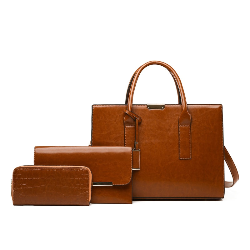 Conjunto em Couro Bolsa + 2 Carteira - Zayna