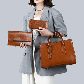 Conjunto em Couro Bolsa + 2 Carteira - Zayna