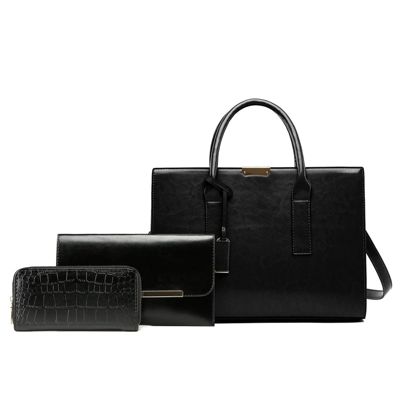 Conjunto em Couro Bolsa + 2 Carteira - Zayna