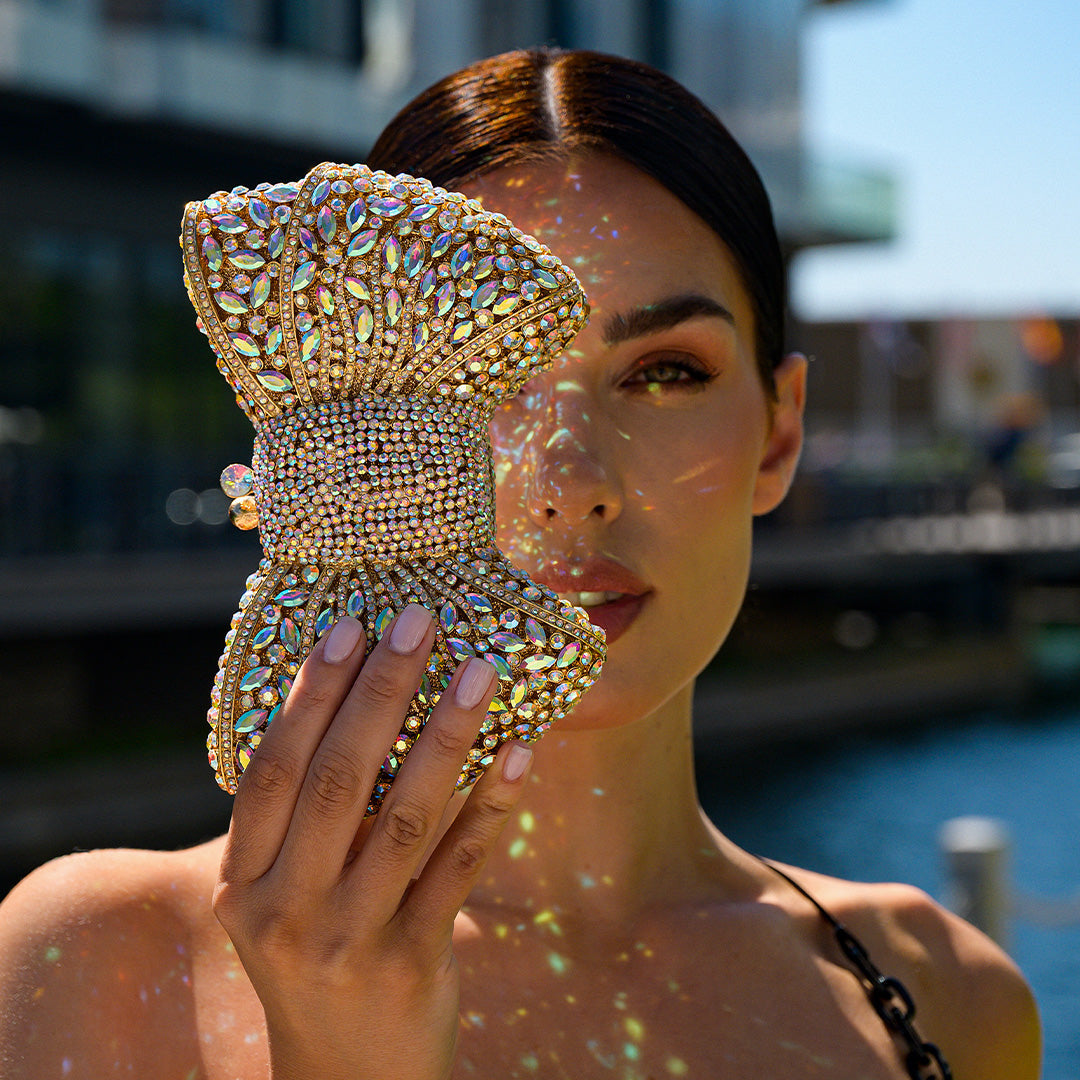 Bolsa Laço Clutch Strass Bianca