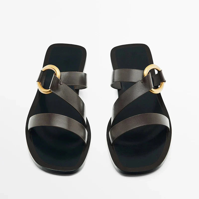 Sandália Rasteira Argola de Metal