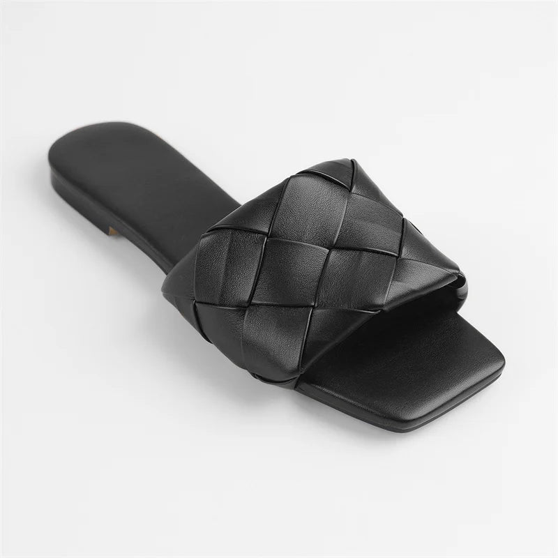 Sandalia Rasteira Couro Legítimo Trançada Mule Sophie