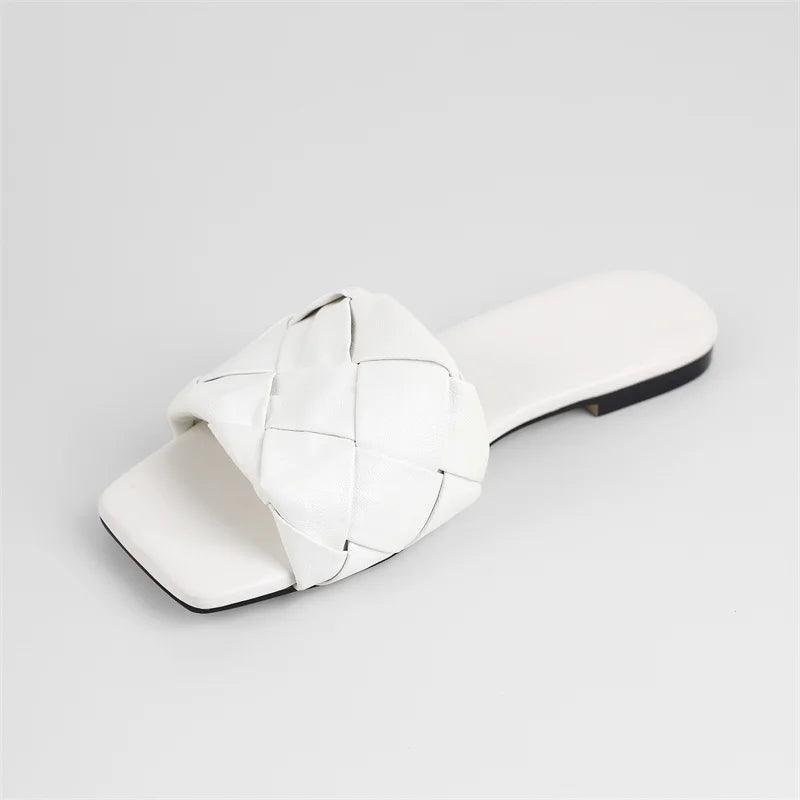 Sandalia Rasteira Couro Legítimo Trançada Mule Sophie