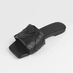 Sandalia Rasteira Couro Legítimo Trançada Mule Sophie