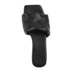 Sandalia Rasteira Couro Legítimo Trançada Mule Sophie