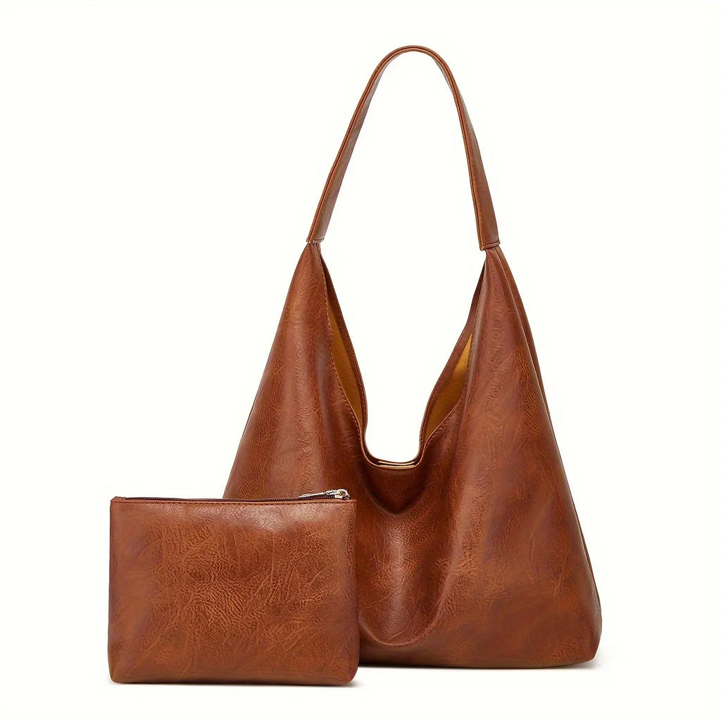 Bolsa em Couro Legítimo Tipo Carteiro + Carteira em Couro - Manz