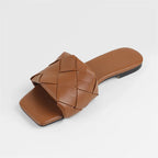 Sandalia Rasteira Couro Legítimo Trançada Mule Sophie