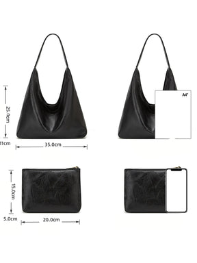 Bolsa em Couro Legítimo Tipo Carteiro + Carteira em Couro - Manz